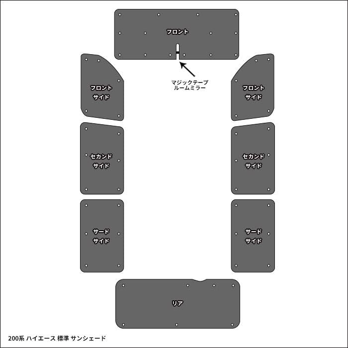 200系 ハイエース 標準ボディ 1台分8枚セット 車中泊 日除け 断熱 新品